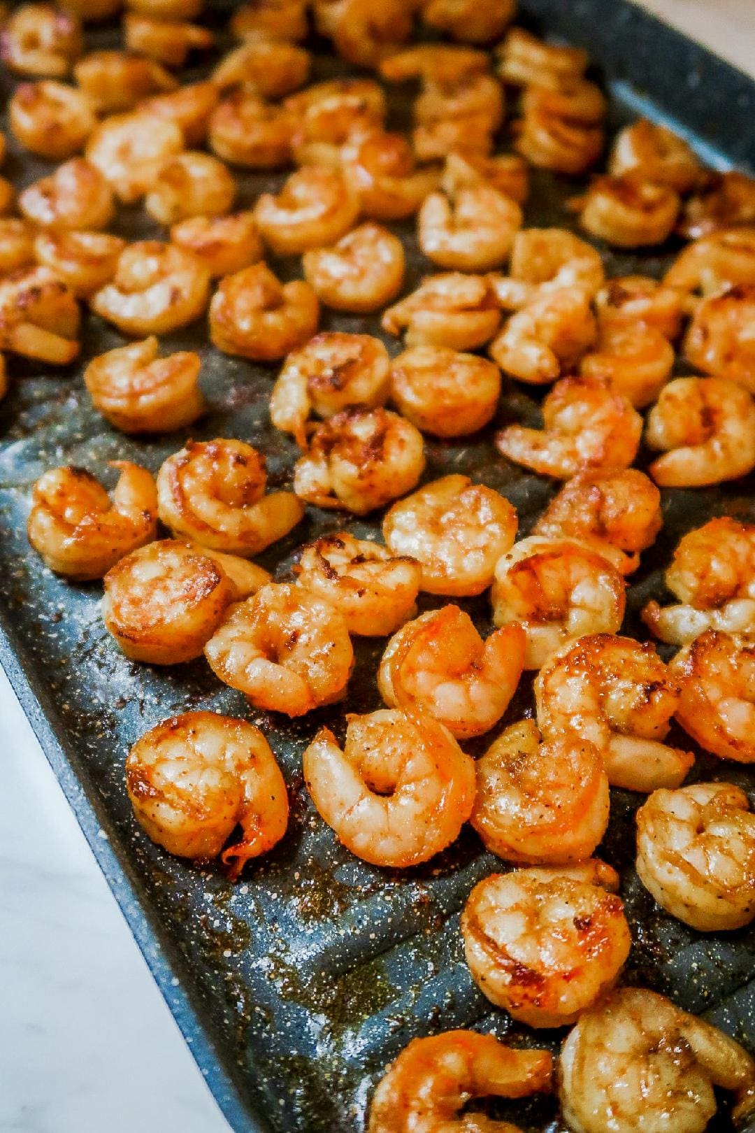 Grilled shrimp coated in taco seasoning