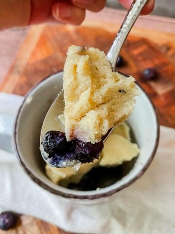 Gluten Free Blueberry Muffin Almond Flour Mug Cake Recipe by Wonders of Cooking Food Blog